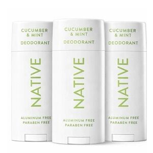 3 Native Deodorant Cucumber & Mint Scent Paraben & Aluminum Free (2.65oz) NEW